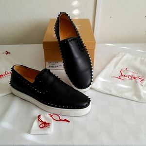 Men's Black Christian LOUBOUTIN PIK BOAT FLAT.